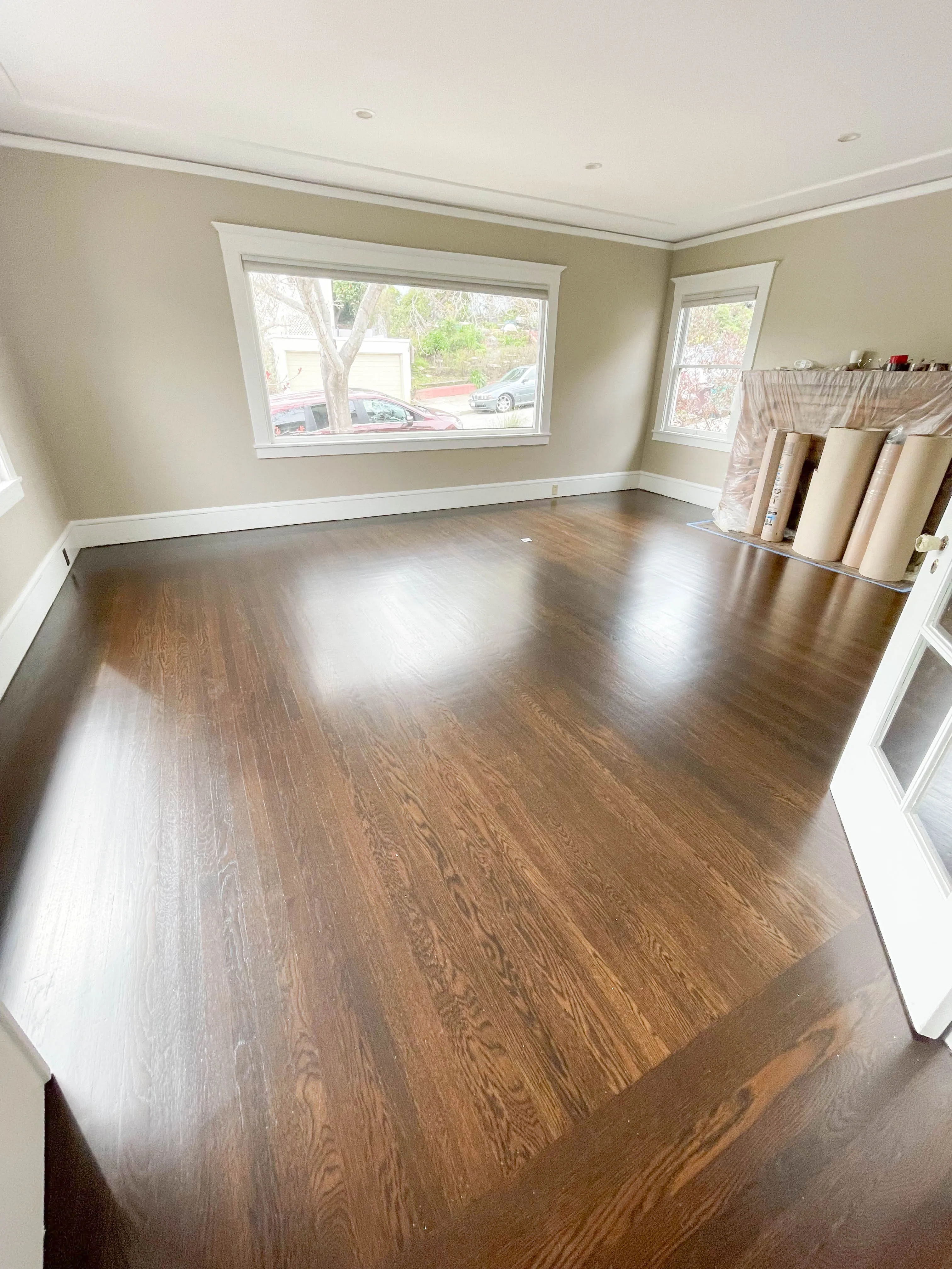 Picture of Alva Flooring stained this floor with Bona cocoa and finished it with Bona oil-based satin. - Alva Flooring Inc.