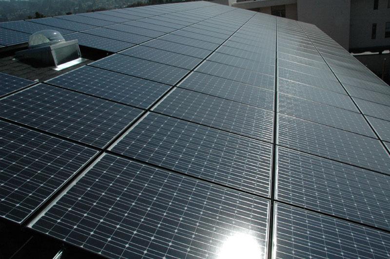 Picture of A close-up look at the 40kW Sanyo solar system that Sky Power Systems installed on Ifshin ViolinsÛª El Cerrito facility - Sky Power Systems