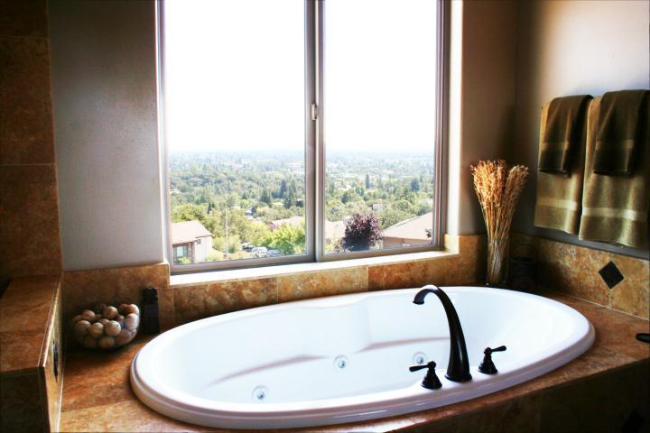 Picture of A stone bathtub installation in a Santa Rosa home's master bathroom - Peterson Tile