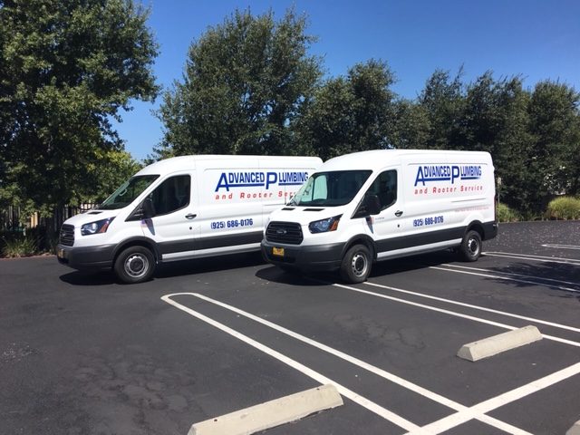 Picture of A look at two of Advanced Plumbing and Rooter Service's fully stocked service vehicles - Advanced Plumbing and Rooter Service