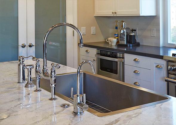 Picture of Amarant Design & Build installed these polished faucets as part of a kitchen remodel in Blackhawk. - Amarant Design & Build