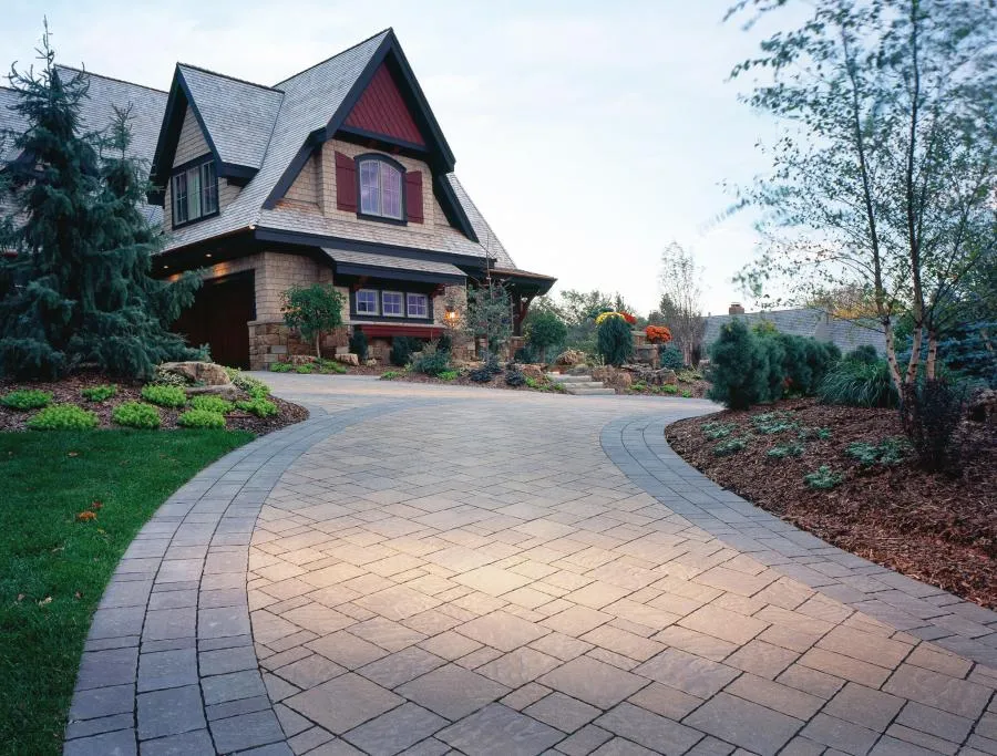 Picture of An expertly installed driveway with Belgard Urbana pavers in Bella with a charcoal border. - Black Diamond Paver Stones & Landscape, Inc.