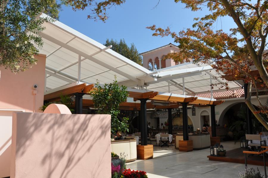 Picture of Acme Sunshades Enterprise installed this canopy at Hotel Bel-Air in Los Angeles. - Acme Sunshades Enterprise Inc.