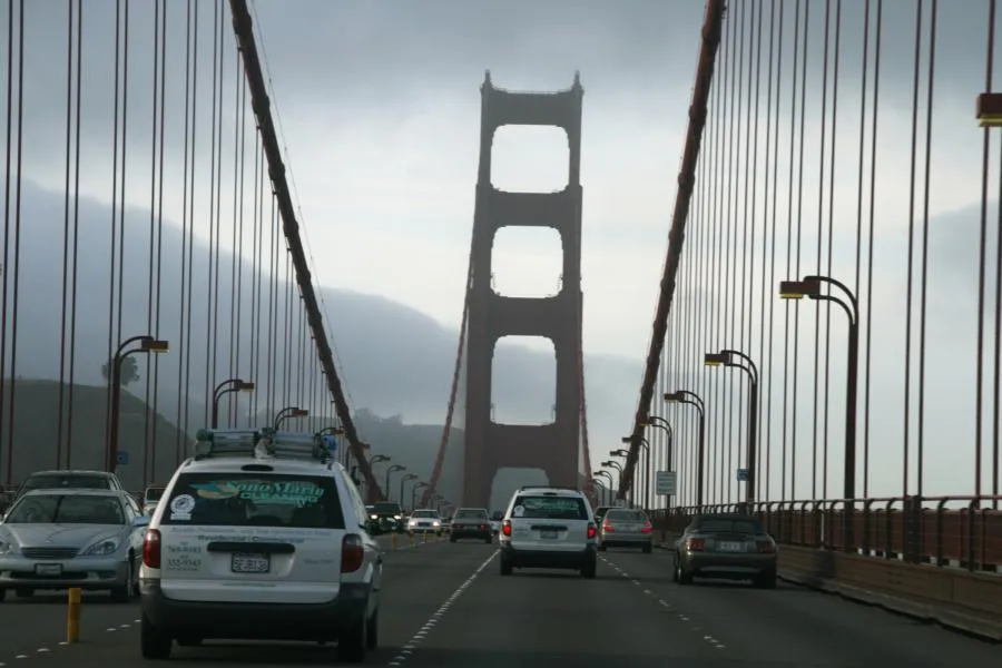 Picture of SonoMarin Cleaning Services' vehicles take the Golden Gate Bridge to a cleaning job. - SonoMarin Cleaning Services, Inc.