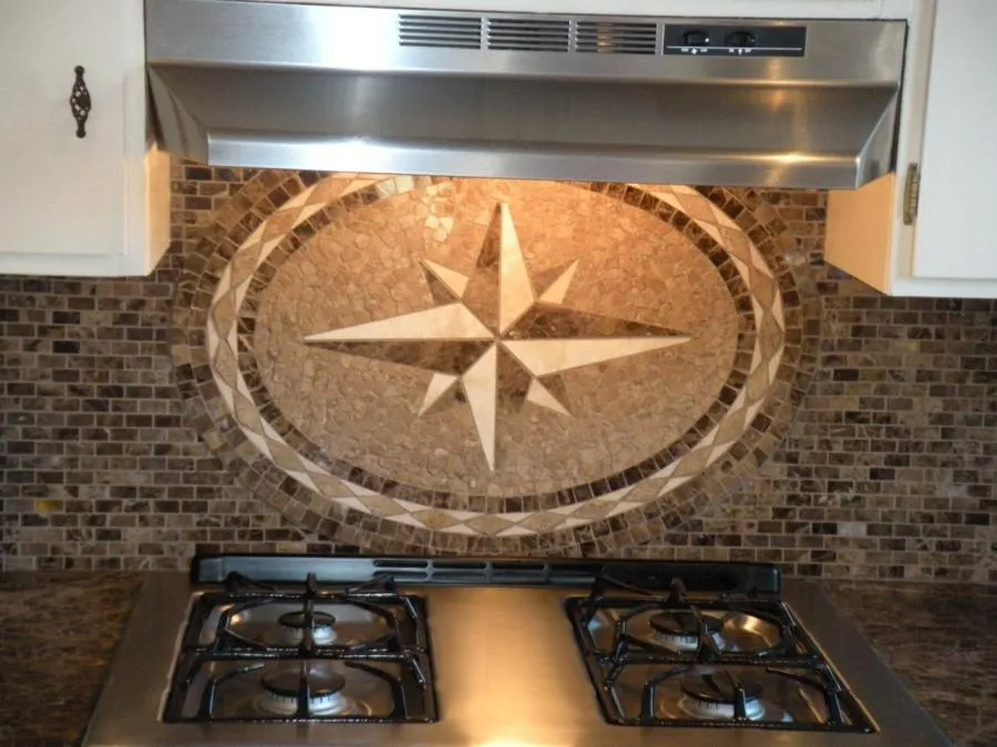 Picture of DC Tile and Stone installed this earth tone mosaic kitchen backsplash. - DC Tile and Stone