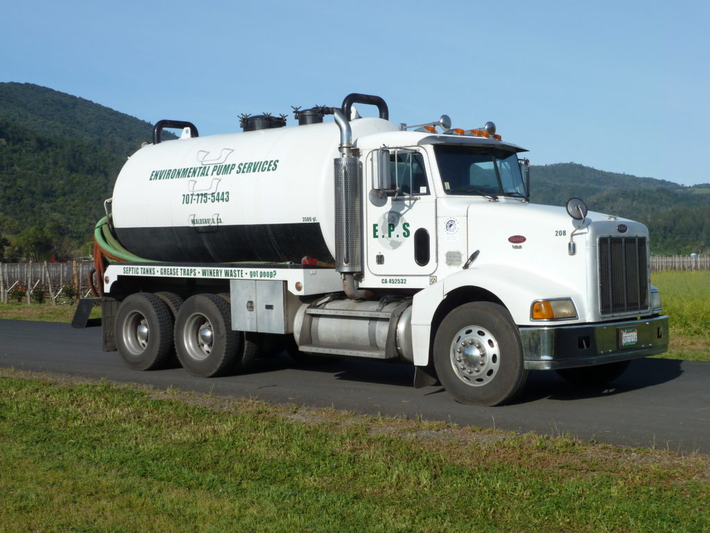 Picture of One of Environmental Pump Services' pump trucks at a recent jobsite - Environmental Pump Services, Inc.