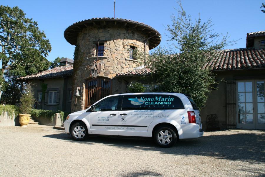 Picture of A SonoMarin Cleaning Services vehicle on a jobsite - SonoMarin Cleaning Services, Inc.