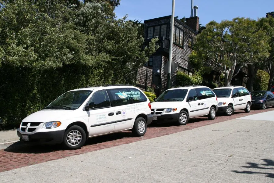 Picture of SonoMarin Cleaning Services sends a fleet of service vehicles to its jobsites. - SonoMarin Cleaning Services, Inc.