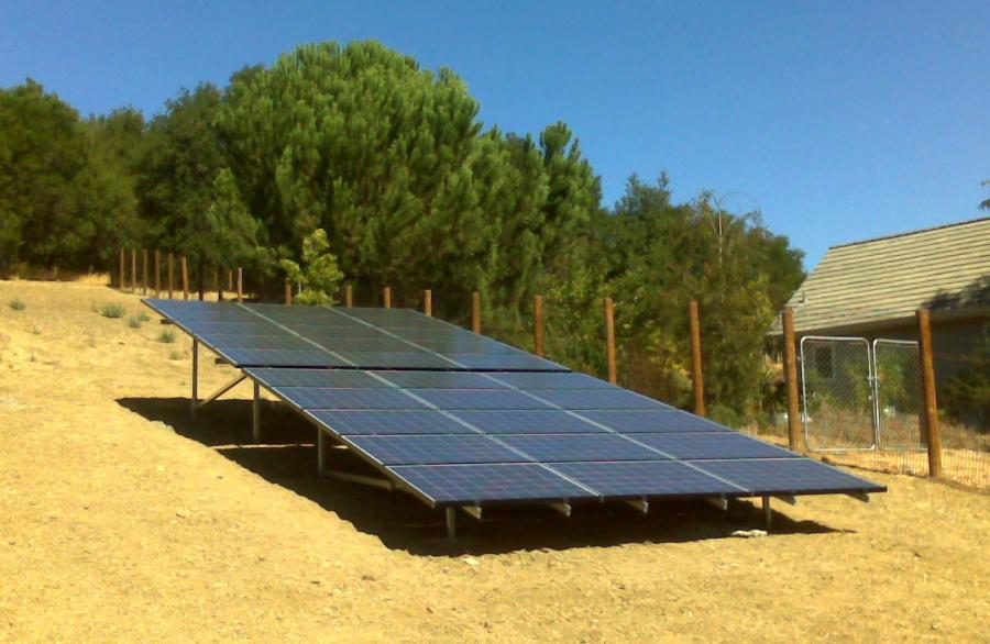 Picture of An 8kW Sharp ground mount solar system in Pleasanton - Sky Power Systems