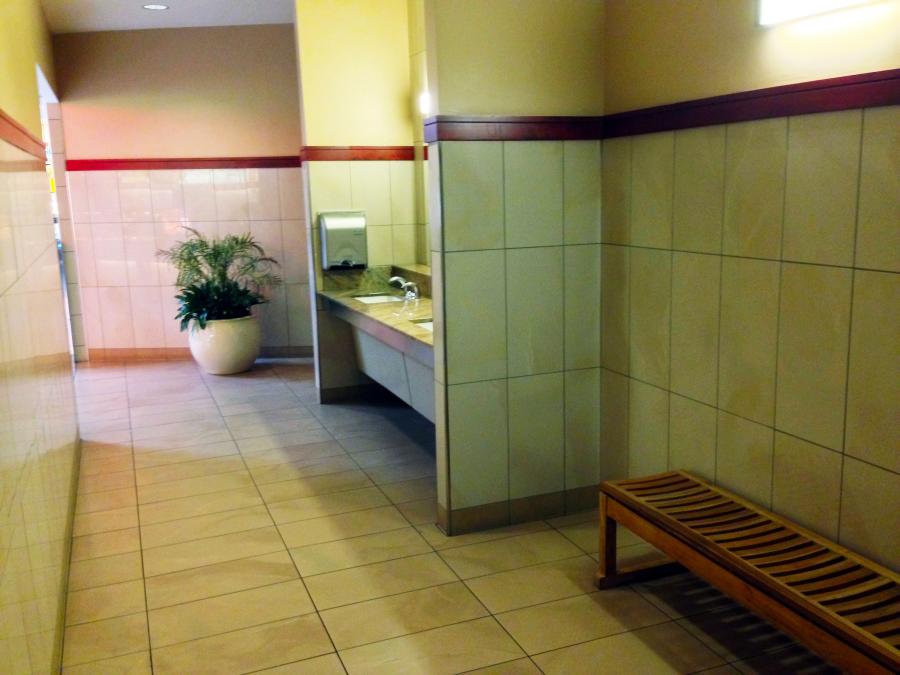 Picture of The men's bathroom at the Santa Rosa Plaza features tile work by Peterson Tile. - Peterson Tile