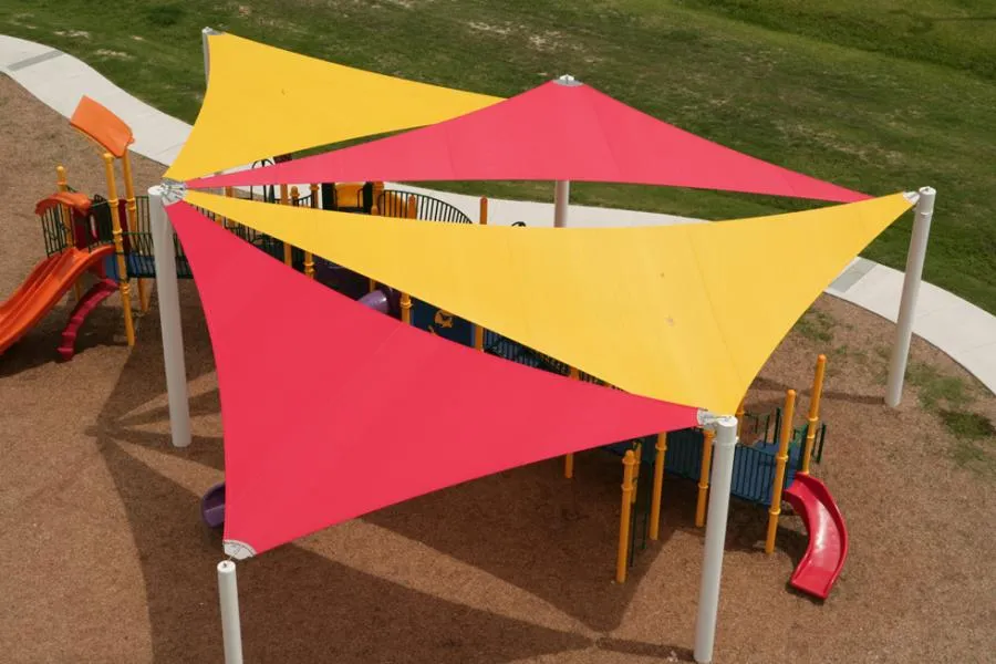 Picture of These tensioned shade sails are made with long-lasting fabrics. - Acme Sunshades Enterprise Inc.