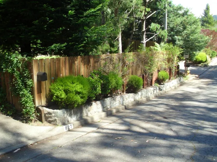 Picture of Thomas A Daly Construction installed redwood fencing and low-maintenance plants to complete this house remodel. - Thomas A Daly Construction