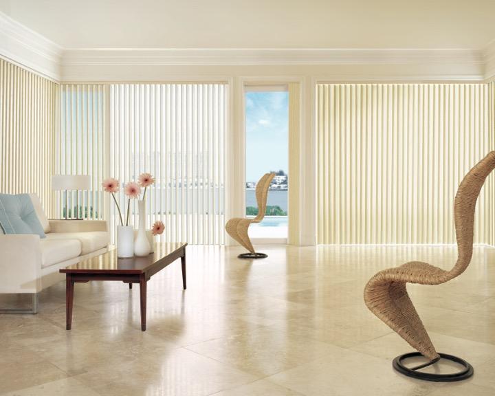 Picture of This room features Cadence vertical blinds and porcelain tiles. - PKS Interiors