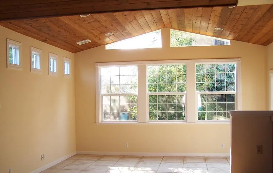 Picture of Room addition with south facing windows and custom rake windows. - Labourdette Construction