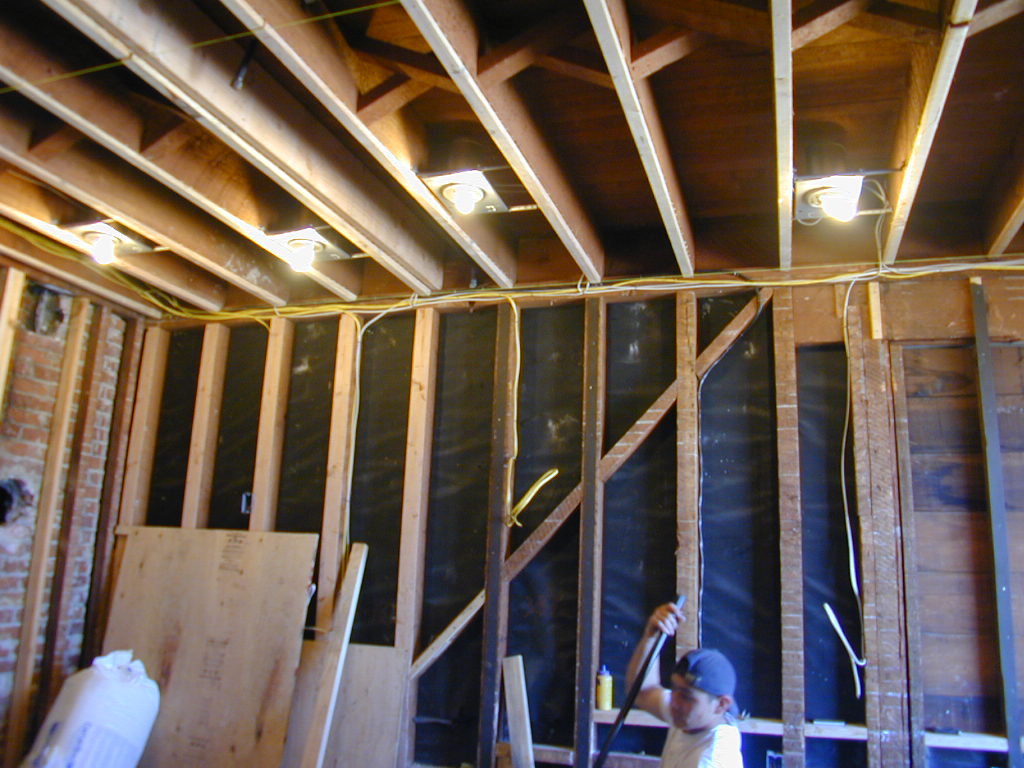 Picture of REFCorp placed recessed lights in this ceiling framing. - REFCorp