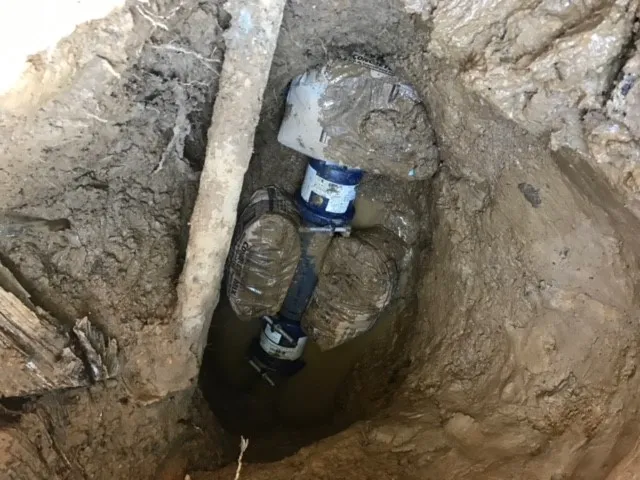 Picture of Absolute Plumbing and Drain repaired this high-pressure water line with mechanical coupling. - Absolute Plumbing and Drain