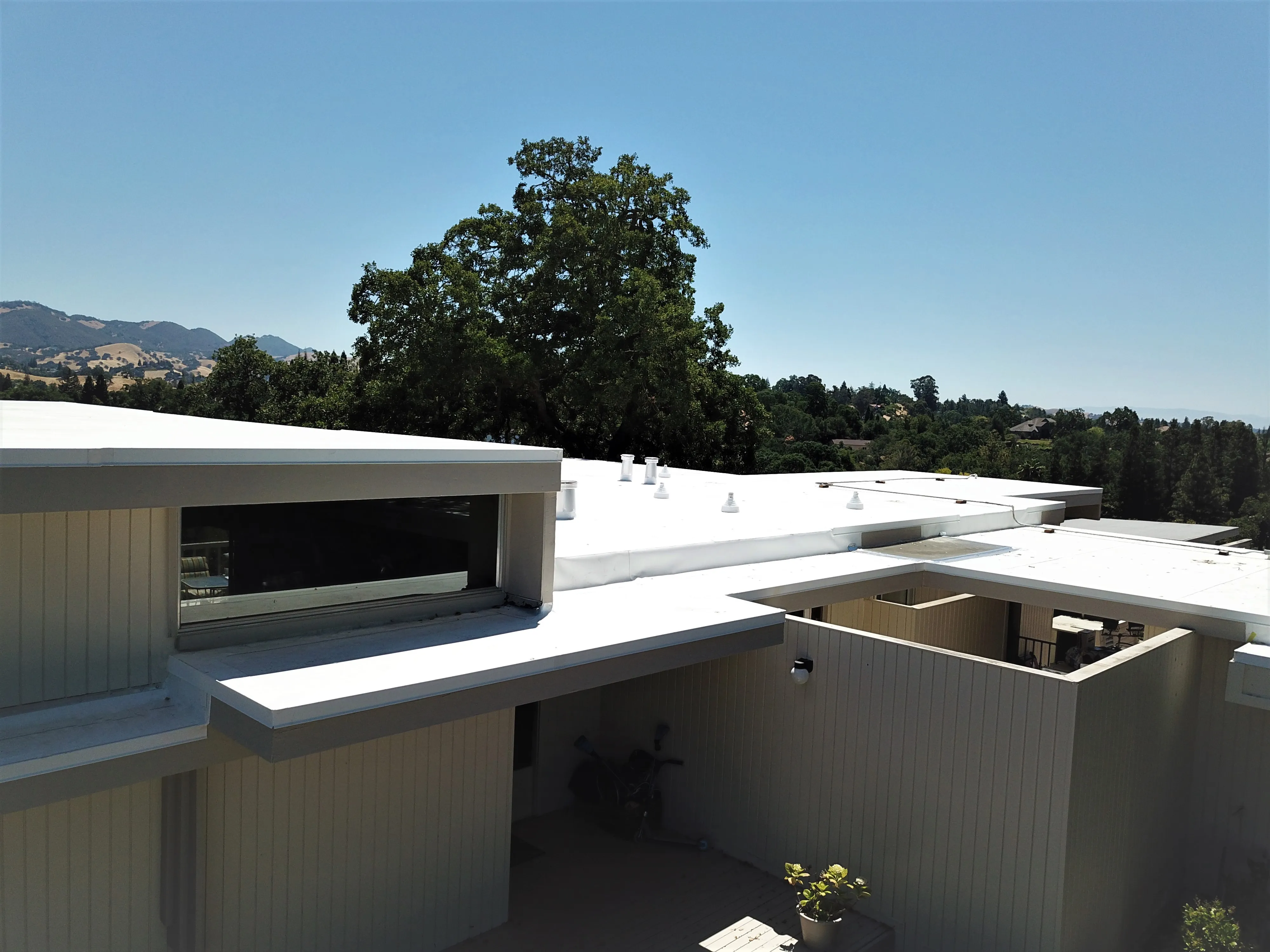 Picture of PRI-Premiere Roofing installed a single-ply TPO roof on this home in Alamo. - PRI-Premiere Roofing Inc.