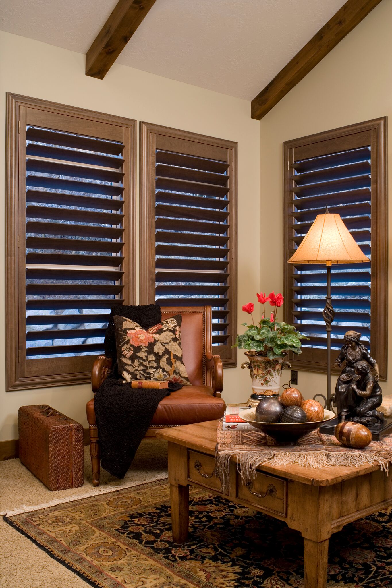 Picture of Top-of-the-line hardwood shutters are not only dimensionally stable, stronger and finely grained, they’re also eco-friendly. Motorization is optional. - Magna Shutters