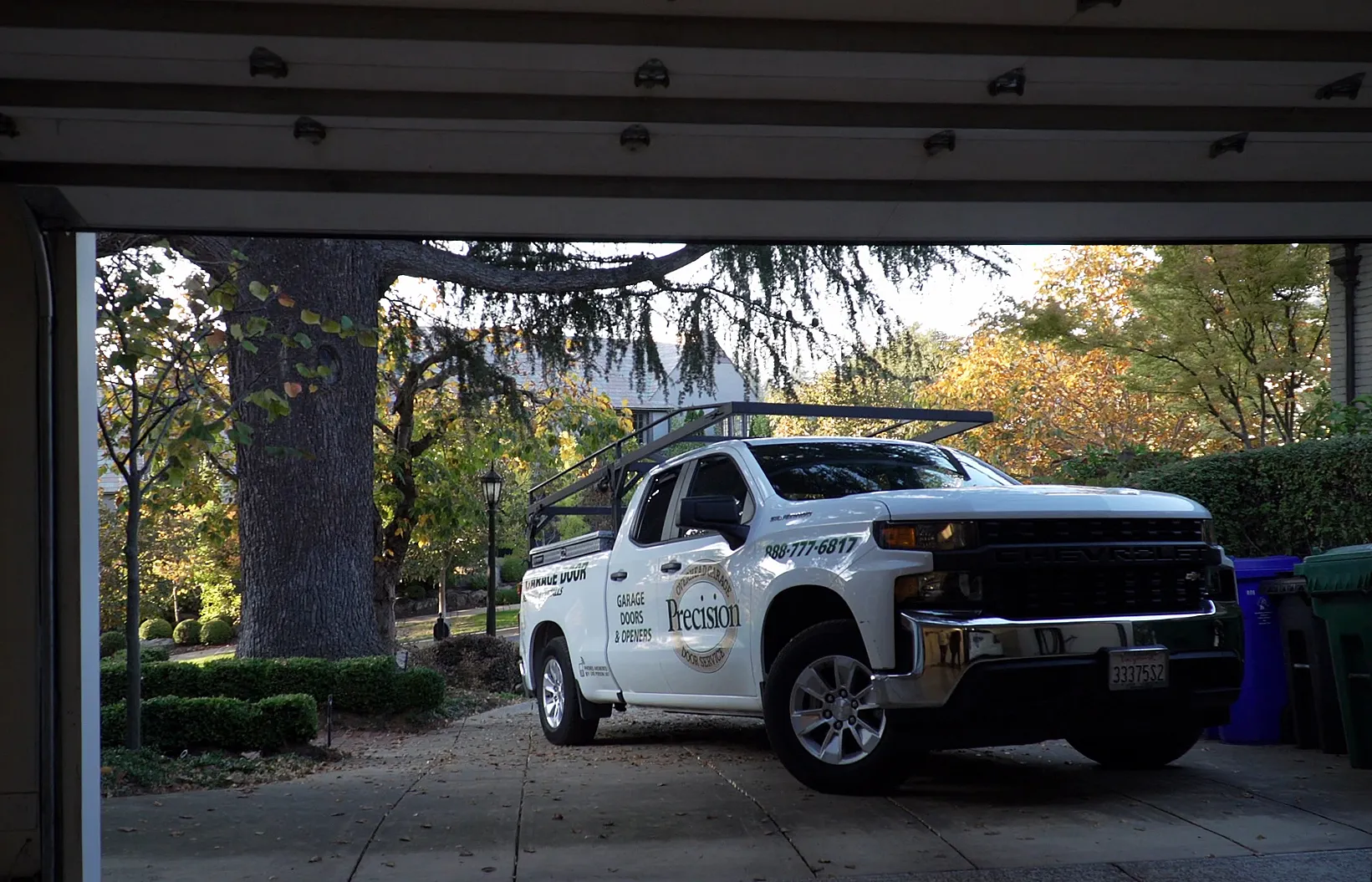 Picture of A Precision Door Services of the Bay Area service truck on a recent jobsite - Precision Door Services of the Bay Area